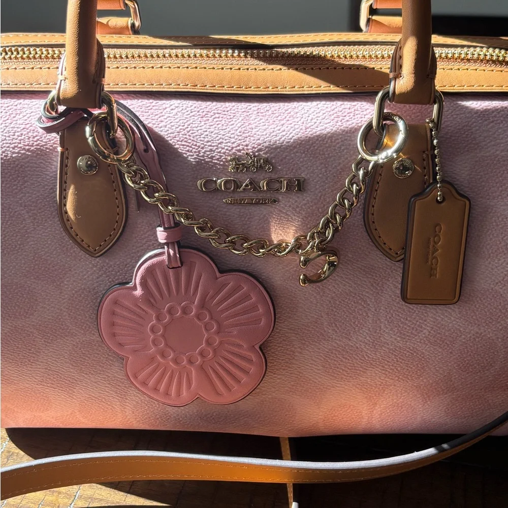 Coach Powder Pink and Brown Signature Satchel Medium Rowan and Snap Wallet NWT - Picture 9 of 9